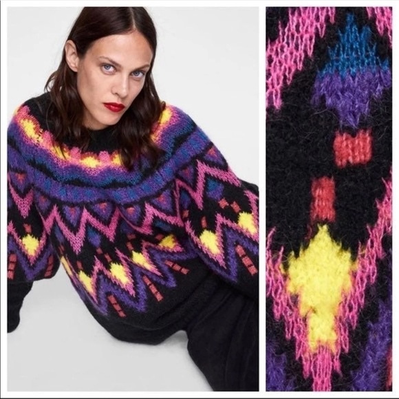 Zara Knit Wool blend oversized long sleeve sweater - Picture 10 of 10